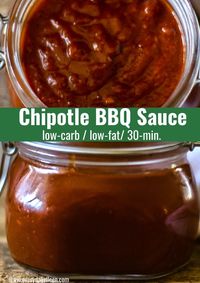 Quick and easy homemade BBQ sauce made with smoky chipotle peppers in adobo sauce, ready in 30 minutes. Great with brisket, chicken, pork, and veggies. #chipotlebbqsauce #bbqsauce #homemadebbqsauce #everydayeileen