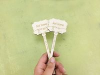 Let love grow! These custom laser engraved plant markers make great wedding favors paired with a beautiful succulent. Super personal, and something your guests will have in their home every day to remind them of your big day. They go great with little potted succulents and feature the text "Let Love Grow". On the stake stem you can write your own personal thank you to your guests - just remember to keep it short & sweet or it'll get hidden by dirt! ★★ CUSTOMIZATION, SIZING and MORE BELOW: ★★ ★ F