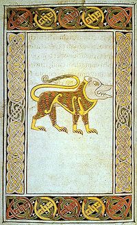 St. John (Lion) page from the Book of Durrow, 7th century.