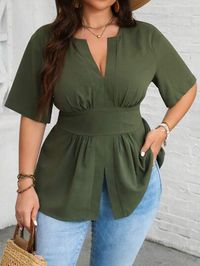 Don't miss this hot deal on SHEIN! Save big on this!🛒SHEIN Frenchy Plus Size Women's Stylish Notch V-Neck Waist-Controlling Plain Shirt 1.9k  sold
💰Price[$10.50] -28%