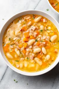 This ham and white bean soup recipes is great with leftover ham! You can even use a ham bone. It's easy to make and takes minimal effort. It freezes beautifully and tastes even better the next day!