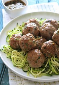 These Asian inspired turkey meatballs are out of this world! Made with ginger, scallions, cilantro and sesame oil with a wonderful tangy sesame-lime dipping sauce.