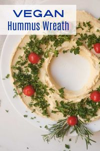 Make this festive holiday hummus wreath, when you want a quick and easy vegan appetizer that will make people smile.