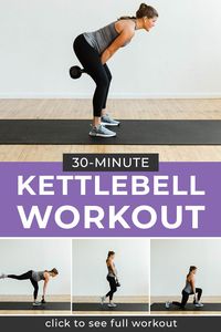 Click through for a free kettlebell workout video! Get fit at home with this 30-Minute AMRAP Full Body Kettlebell Workout. These kettlebell exercises will tone your whole body in a quick, 30 minute workout || Nourish Move Love #fullbodyworkouts #kettlebell #kettlebellworkout