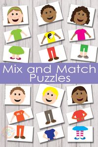 6 adorable characters and 216 different combinations to make with these mix and match puzzles!