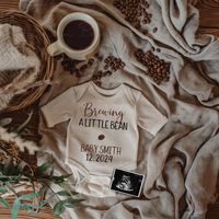 Demo link: https://www.corjl.com/d/1MD0FJ Let your loved ones know that you're brewing a little bean with our coffee lover pregnancy announcement. This coffee baby announcement is also digital, self-editing, and a gender-neutral reveal. Please be aware that you will NOT receive a physical copy of the photo via mail. This is a square 10.66 x 10.66-inch digital image that you'll be able to edit using the link from Corjl. If you get stuck or have any questions, then feel free to contact us :)  Images belong to We Can Bearly Wait Co. and are copyright protected. Therefore, these photos cannot be purchased for resale, claimed as your own design, or copied.