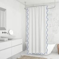 PRICES MAY VARY. 1 scalloped shower curtain panel. additional plastic liner is recommended (not included) in order to protect the curtain and prevent water from spilling. Available in Standard 72 x72 Inches and Extra Long 72 x 84 Inch Sizes. Beautiful scalloped to 3 side with button holes as rod pocket. Hooks not included. curtain come in 7 border colors and can fit most standard bath tubs. High-end 400TC cotton fabric, with top resistance to the wear and tear of daily use. Machine washable in c