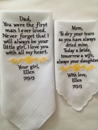 Set of Two Personalized WEDDING HANKIE'S Mother & Father of the Bride Gifts Hankerchief - Hankies