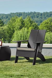 Our exclusive design, the Emmet outdoor lounge chair with cushion is made in Duluth, MN from high-density recycled plastic and features a stainless steel bottle opener under the arm. Sustainable, durable and comfortable, Emmet is a modern take on an enduring symbol of rustic American relaxation.