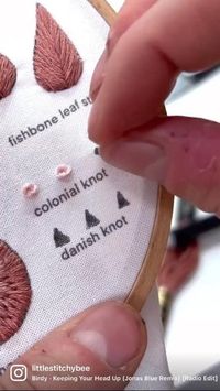 The colonial knot. Full tutorials come with every stitch sampler kit! #learnembroidery #stitchsampler #beginnerembroidery #embroiderytutorials #embroiderytutorial