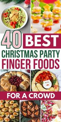 These 40 Christmas party finger foods are perfect for feeding a crowd! You can't go wrong with any of these Christmas appetizers, like a cute charcuterie tree, Christmas tree pizza bites (my kids favorite), easy pomegranate, salsa, and cranberry brie bites. Your guests will love these Christmas finger food ideas! These holiday appetizer ideas are great for parties big and small. Make your Christmas party a hit with these crowd-pleasing festive finger foods!