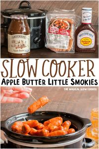 Slow Cooker Apple Butter Little Smokies are something different and delicious to serve at your next party!