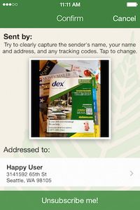 PaperKarma® | Control Your Mailbox, Stop Unwanted Paper Mail - Using Your Phone!  Snap a clear photo of the unwanted mail. As long as it’s addressed directly to you, the app will automatically contact whoever sent it to have you removed from their list.