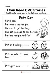 Grammar corner I Can Read CVC Stories - Pat's Day