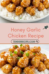 Honey Garlic Chicken with White Rice – Tender, juicy chicken coated in a sticky, sweet, and savory honey garlic sauce, served over fluffy white rice. A quick and comforting dinner the whole family will love!"

Ingredients:

For the chicken:
1 lb chicken breast or thighs (cut into bite-sized pieces)
2 tbsp olive oil
Salt and pepper to taste

For the honey garlic sauce:
1/4 cup honey
3 tbsp soy sauce
2 cloves garlic (minced)
1 tbsp rice vinegar
1 tsp cornstarch mixed with 2 tsp water (optional for thickening)

For serving:
2 cups cooked white rice
1 tbsp sesame seeds (optional)
2 tbsp green onions (chopped, optional)