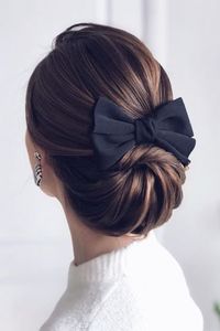 Vintage Wedding Hairstyles Old School Ideas ★ vintage wedding hairstyles smooth wedding chignon with black bow shiyan_marina