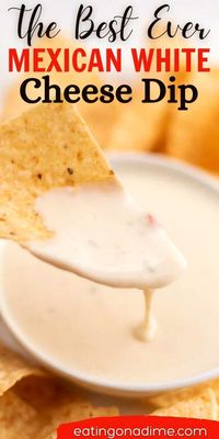 Best Mexican White Cheese Dip. This authentic queso dip recipe tastes like Mexican Restaurants white sauce recipe. Your entire family is going to love this authentic queso blanco recipe. This is one of my favorite cheese dip recipes. #eatingonadime #mexicanrecipes #diprecipes #cheesediprecipes #quesorecipes