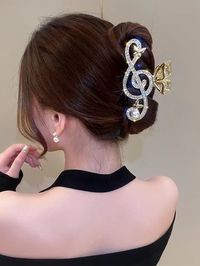 Gold  Collar  Zinc Alloy  Large Hair Claw Embellished   Women Accessories