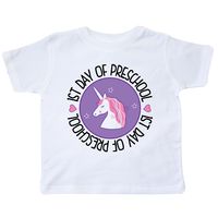 First Day of Preschool Girl Unicorn Toddler T-Shirt White $11.99 #1stDay #preschool #backtoschool #1stdayofpreschool www.homewiseshopperkids.com