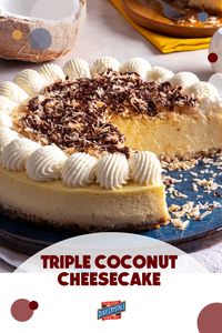 Calling all coconut fans! This Triple Coconut Cheesecake is a recipe you'll want to make on repeat. Along with coconut milk, Chef Eddy added moist coconut to the cheesecake and topped if off with toasted coconut. A great recipe for Easter or any time you want to impress.