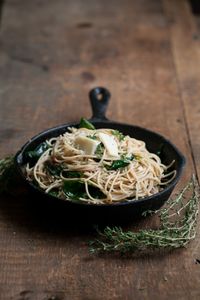 Garlic-Butter Pasta with Spinach and Parmesan by Erin of Naturally Ella. Beautiful shots + great recipes!