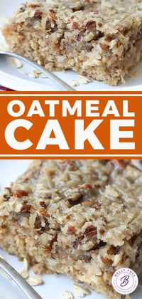 This Oatmeal Cake is a perfect dessert for any time of year. Moist and delicious, topped with coconut and a pecan streusel!