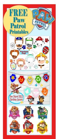 Free printables for Paw Patrol party. Free Paw Patrol Photo Props.Kid's birthday party ideas. #party