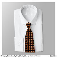 Orange And Black #basketball Pattern Mens Silky #tie.