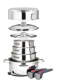 A MUST HAVE for all RVers! Such a space saver. A perfect gift for your RV friend or Moma! Magma 10 Piece Gourmet Nesting Stainless Steel Cookware Set