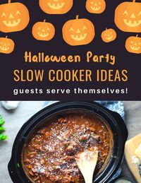 Are you having a Halloween party or get-together this year? Then easy recipes are in order so that you can enjoy the party and not be serving or slaving away! And the Slow Cooker is just the thing to make your party-hosting life easier. These Halloween Dinner recipes are delicious, fun, and easy for guests to help themselves so you don’t have to worry. #halloweenfood #slowcookerrecipes #crockpotrecipes