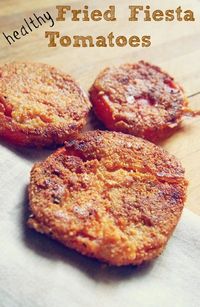 Fiesta Fried Tomatoes - I'd probably paper towel a smidge of liquid off the tomato first and a sprinkle just a little gf flour before the egg wash, then use gf flour instead of almond. Man I can wait to try this!