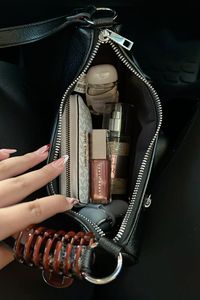 shoulder bag / claw clip / wallet / hand sanitizer / perfume / lipgloss / airpods