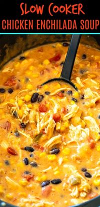 Slow Cooker Chicken Enchilada Soup- an easy dump and go recipe.