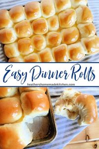 Top view of Easy Dinner Rolls and on roll cut in half.