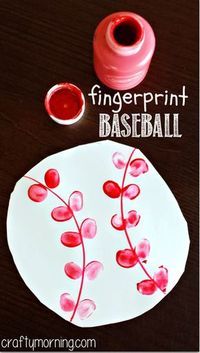 Have your kids make these cute fingerprint baseball crafts using just paper, paint, and fingers! This is a great art project for the summer or at a birthday party.