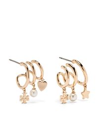 Find TORY BURCH Kira Multi Hoop Earrings on Editorialist. gold-tone gold plated polished finish faux-pearl detailing charm detail small hoop design post-back fastening These earrings come as a pair.