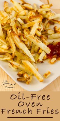 These Oil Free French Fries are so good! Crispy on the outside, soft on the inside. You'll love them, and you'll love not feeling guilty about eating them!