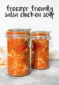 This Salsa Chicken Soup is the perfect soup for a cold day. Great as either a meal prep for lunch or an easy weeknight dinner, this Salsa Chicken Soup is also freezer friendly!