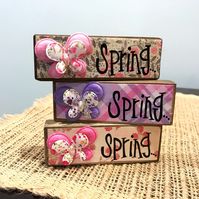 Excited to share the latest addition to my #etsy shop: Mini spring word blocks. Mini wood spring signs. Hello spring. Spring wood decor. Butterflies wood block. Butterfly sign. Modern prims.