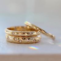 10K Gold Star Wedding Band for Her, Star Diamond Ring, Stars Engraved Bridal Band, Celestial Wedding Jewelry, Starburst Gold Ring for Gift - Etsy