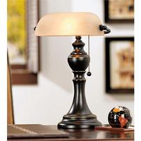 Long a favorite for office desks and above piano music sheets, this lamp comes with champagne alabaster glass.