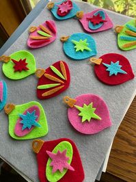 48 Mid Mod Felt Ornaments Mcm Christmas Ornaments Felt Multi Color Multi-color Holidays Holiday You Assemble - Etsy