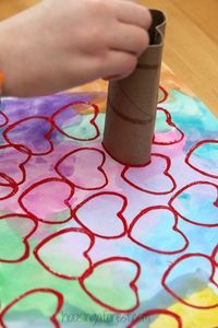 DIY Cardboard Roll Heart Stamp ~ Valentines Art for kids