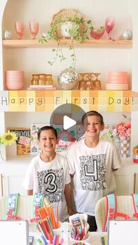 🎀🪩Jordyn Hadwin🪩🎀 on Instagram: "First day of school setup📚✏️

I used @ambusheedwithboys amazing idea to use free paint samples to create a giant pencil banner 🥰

Then I used lined paper and construction paper to create placemats and a table runner for the boys to wake up to😊 along with one of their fav breakfasts, cinnamon rolls💗 I also made a cute little special drink for them that looked like a little pencil✏️🥰 they loved that part!

I can’t believe I have a 3rd and 4th grader!! 

#bts2024 #bts #firstdayofschool"