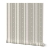 Sage and cream floral stripes Wallpaper | Spoonflower