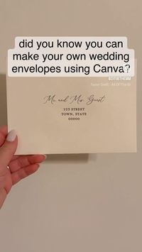 Did you know you can design envelopes on Canva? I used Canva to design my wedding envelopes. You just design, download and then print your envelopes at home!