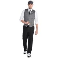 Buy the Roaring 20's Adult Costume at Michaels. com. Dance the night away with this Roaring 20's Costume. This stylish costume features a white shirt with attached grey vest and black tie as well as matching hat. Dance the night away with this Roaring 20's Costume. This stylish costume features a white shirt with attached grey vest and black tie as well as matching hat. Pocket watch, pants, and shoes not included. Details: Gray Adult standard size (one size fits most adults) Includes shirt with