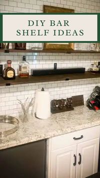 Looking for cool bar shelf ideas that will fit your own home bar? These are simple DIY bar shelving ideas that can be altered to fit our own space and style. If you want to do a more simple and clean bar shelving design then add floating bar shelves behind the bar. Adding bar shelving on the wall will be much easier than adding the shelving into the bar itself.