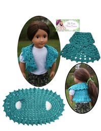 The Ovation Vest, by Ma Petite Cherie Couture, is an oval doily with holes for the arms. The collar is created by folding the top down when you put it on. It is perfect for those days when it is a little chilly but does not require long sleeves. This PDF crochet pattern is designed to fit 18" dolls such as American Girl®. Recommended Fabrics: yarn Supplies Needed:-2 oz worsted weight yarn-Size F or 3.75 mm hook or size needed to obtain gauge-Darning needle Skill Level: Easy What You Get: One 7 page crochet pattern that you digitally download as a PDF file so you can start your project immediately! The PDF crochet pattern provides full color step-by-step illustrated instructions. A PDF reader is required to view and print the files (example: Adobe Reader or Preview for MAC). The download li