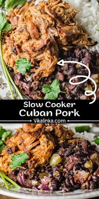 Throw everything in the pot, then come home to the most delicious slow cooker Cuban Pork aka Lechon Asado. The recipe for the best marinade and beans included. Low effort, maximum satisfaction.